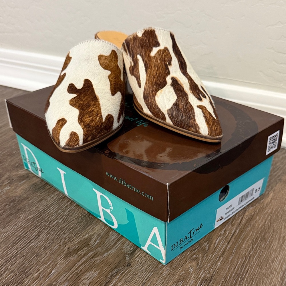 Diba True Cow Print Mules